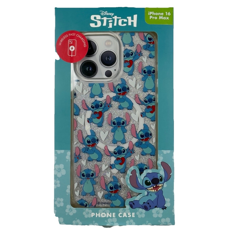 Disney Stitch Hugs Kisses‎ Hearts 'Ohana iPhone 16 Pro Max Case MagSafe New